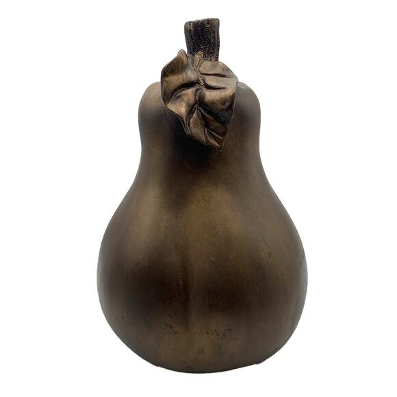 Vintage Folk Art 10" Resin Pear Bronze/Gold Table Decor Thanksgiving Holiday - Picture 3 of 6